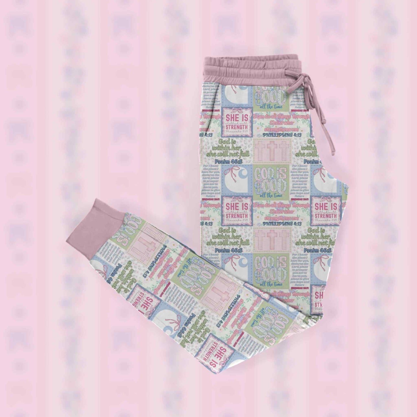 Pretty in Prayer mom joggers